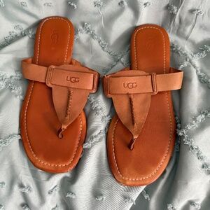UGG Women's Orange Leather Thong Sandals